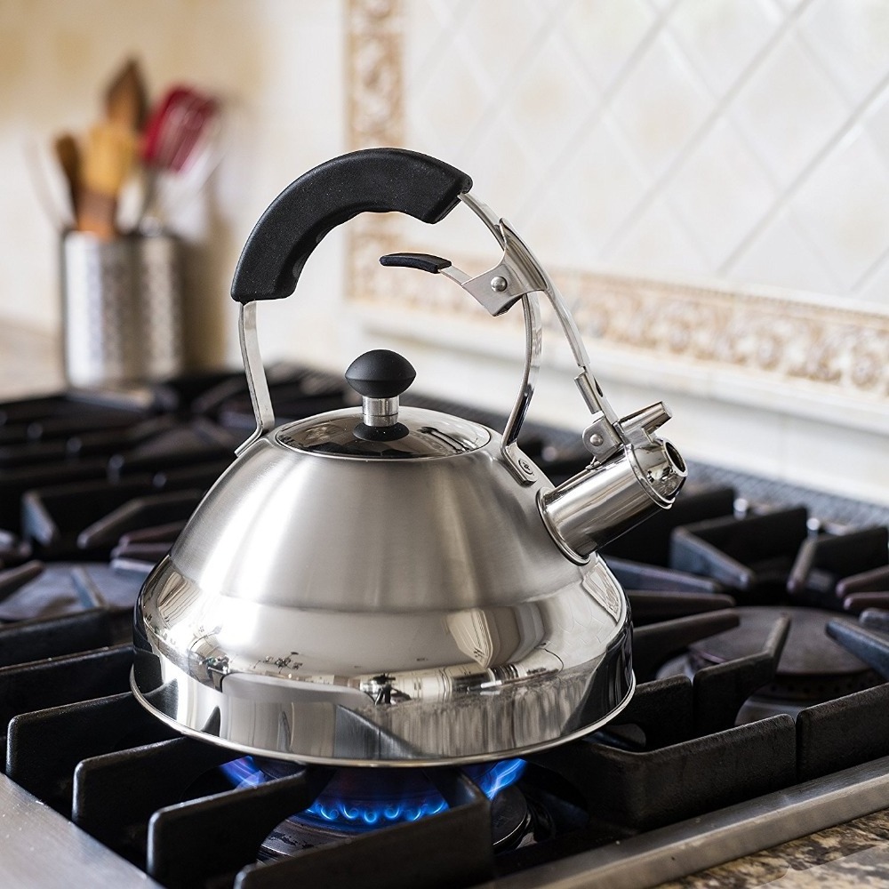 Stove Top Whistling Tea Kettle with aluminum layered bottom