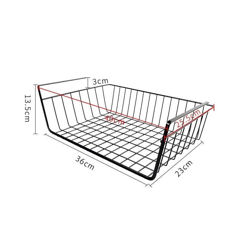 Under Cabinet Shelf Basket Organizer, Metal Wire Rack Hanging Storage Baskets Holds up to 15lbs for Kitchen Pantry