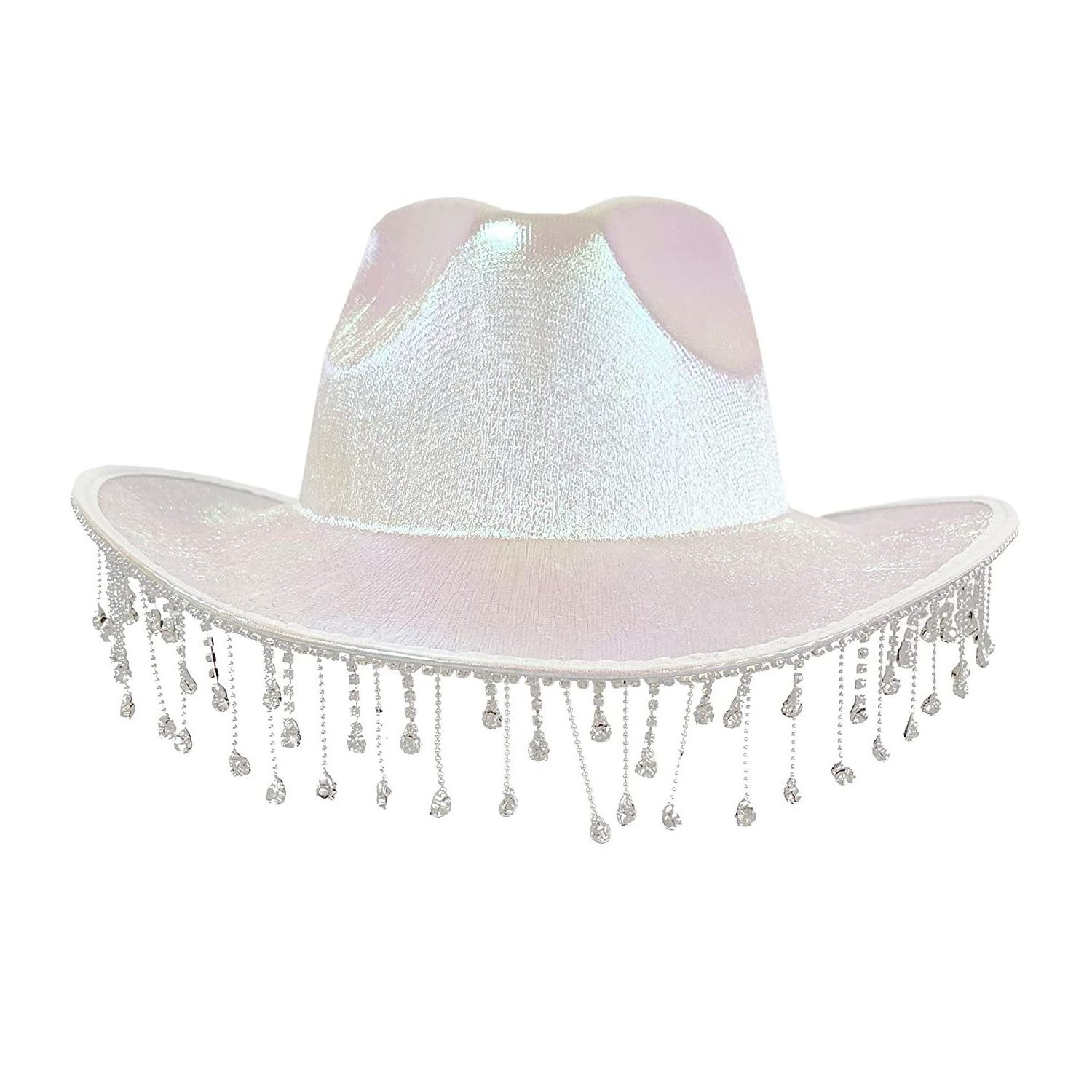 2023 Luxury Wedding cowboy hats adult White Bride Cowgirl Hat With Diamond Fringe Bridal Shower Tassel Cowboy Hat