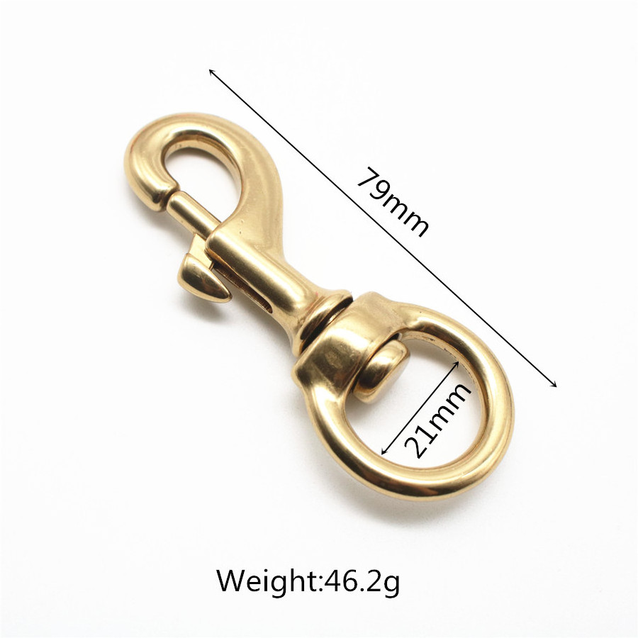 Solid Brass Swivel Eye Bolt Snap Hook Lobster Clasp Clip Spring Strap Belt Buckle Dog Leash Lanyard Key Chain Chunky Hardware