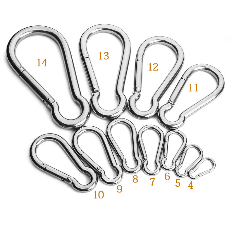 Heavy Duty Wire Gate Snap Hook Stainless Steel Hiking Clip Hook Rock Climbing Carabiner