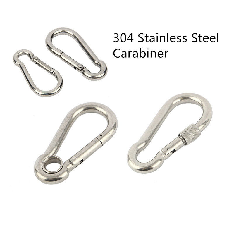 Heavy Duty Wire Gate Snap Hook Stainless Steel Hiking Clip Hook Rock Climbing Carabiner