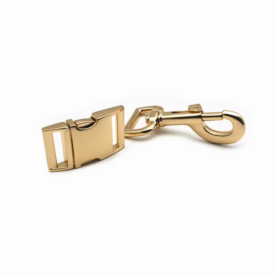 Zinc Alloy Iron Material Gold Color Strong Rings Side Release Metal Buckle Metal Hooks For Tactical Dog Collar