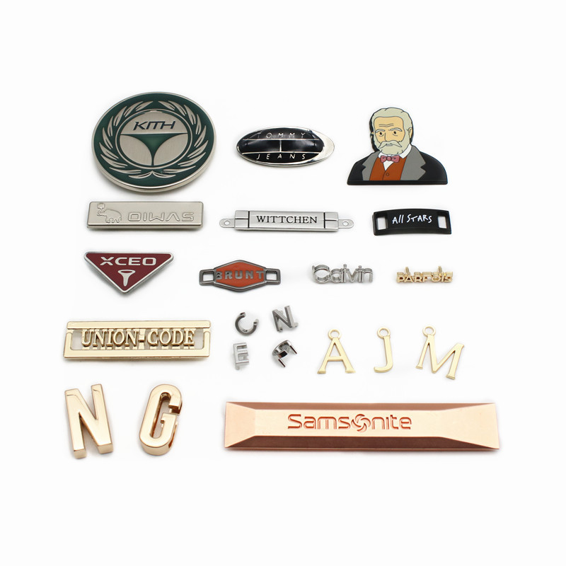 Handbag Hardware Metal Letters Plates Design Metal Letter Tag Labels Bag Accessories Custom Metal Logo For Bags