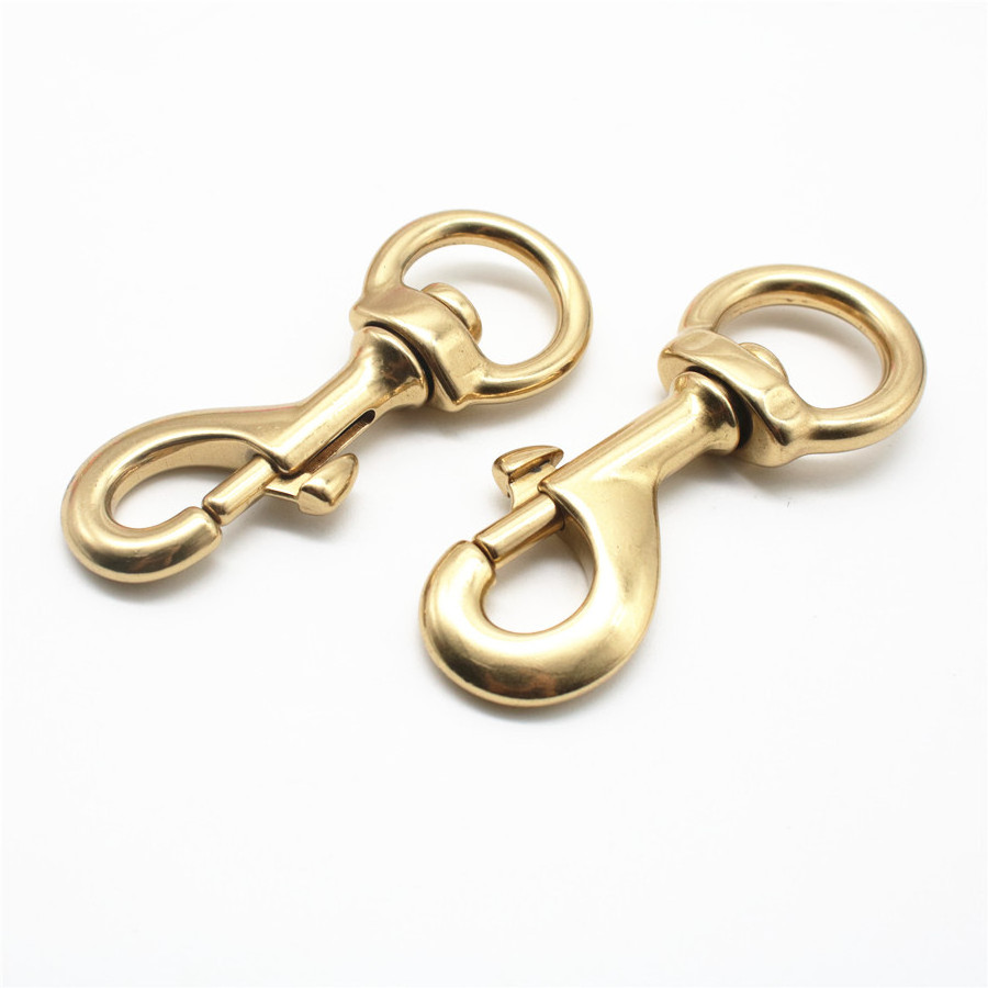 Solid Brass Swivel Eye Bolt Snap Hook Lobster Clasp Clip Spring Strap Belt Buckle Dog Leash Lanyard Key Chain Chunky Hardware