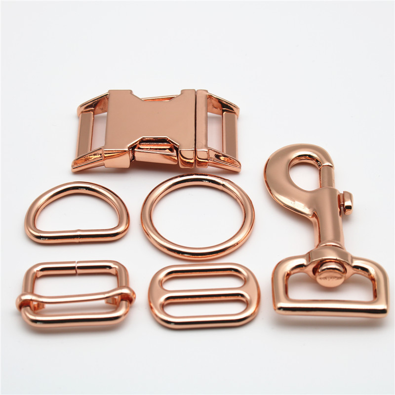 Dog Collar Metal Buckle 10/15/20/25/38mm High Quality Pet Collar Metal Hardware Rose Gold Side Release Buckle