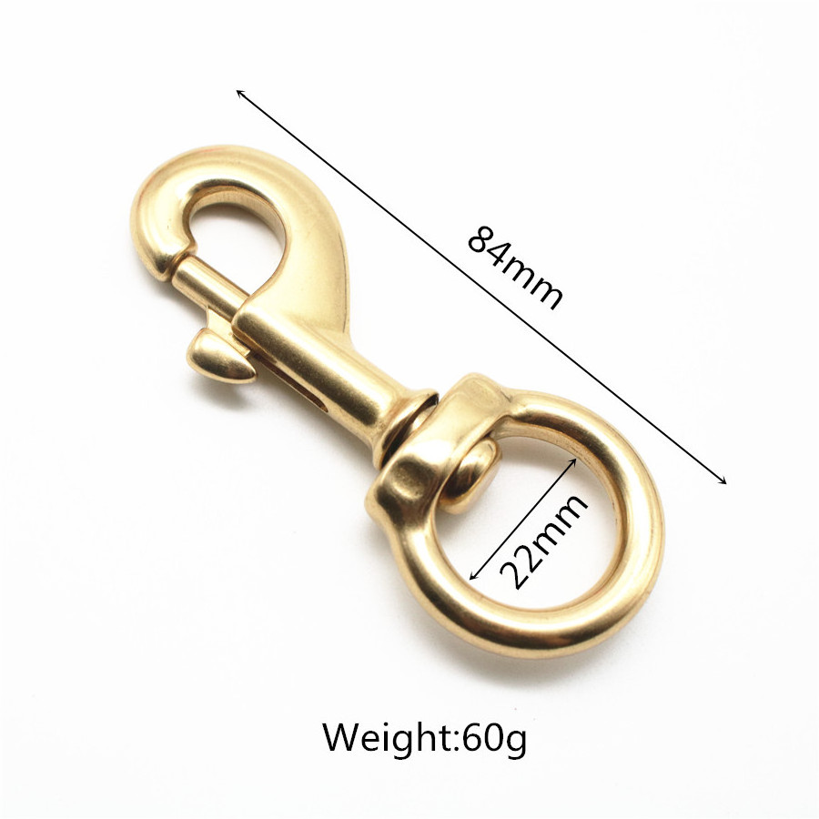 Solid Brass Swivel Eye Bolt Snap Hook Lobster Clasp Clip Spring Strap Belt Buckle Dog Leash Lanyard Key Chain Chunky Hardware