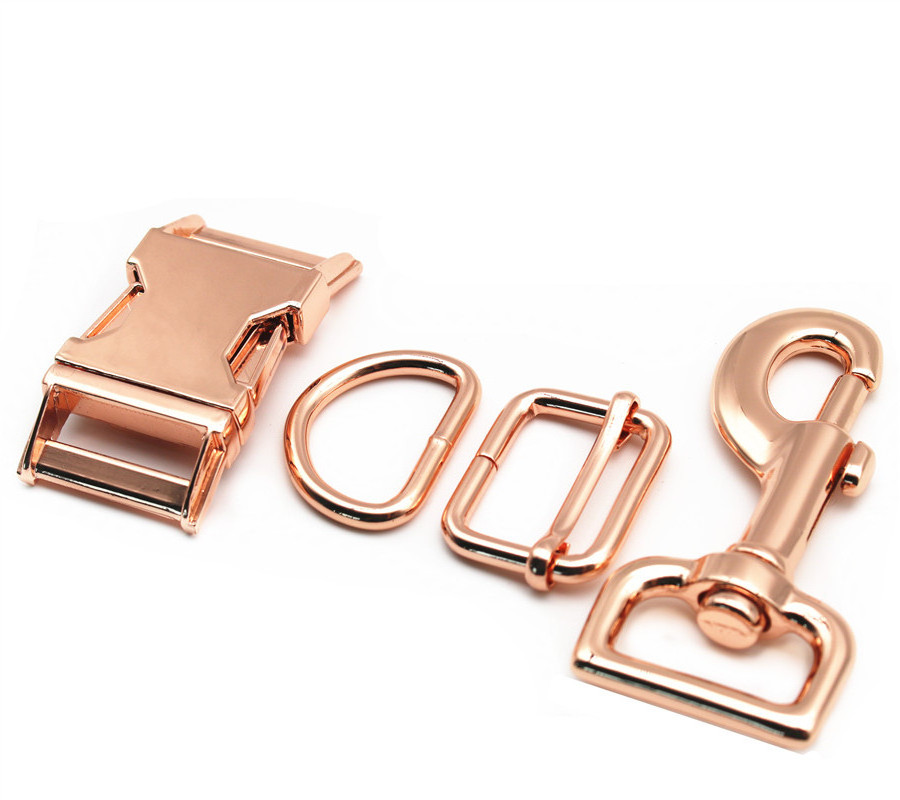 Dog Collar Metal Buckle 10/15/20/25/38mm High Quality Pet Collar Metal Hardware Rose Gold Side Release Buckle