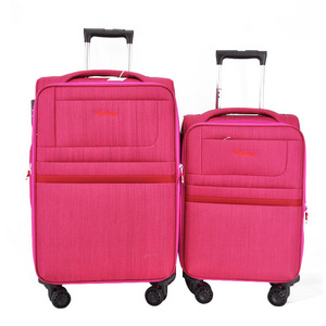 new factory expandable nylon travel spinner wheels carry on 20"24" ladies girls pink luggage set