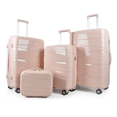 Factory wholesale 4pcs set PP Luggage Set 14 20 24 28 Inch Plastic Trolley Travel suitcase