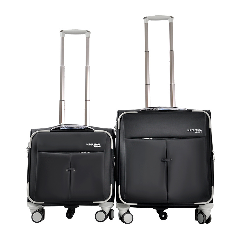 Wholesale fashion nylon fabric cabin case 5 wheels pilot men women trolley luggage