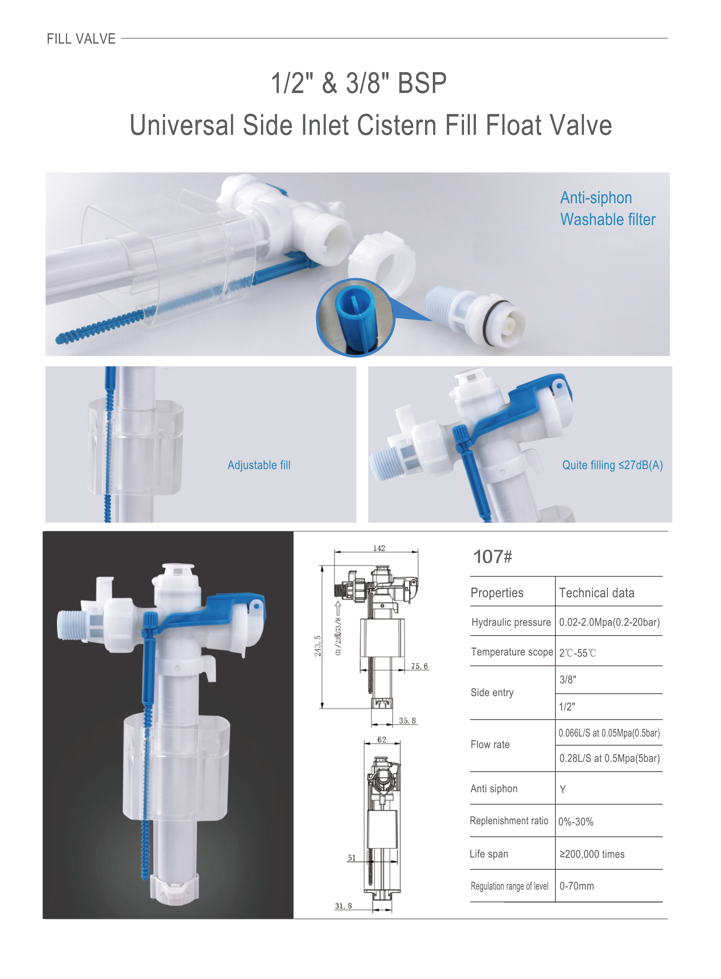 Quick installation repair kits fill valve