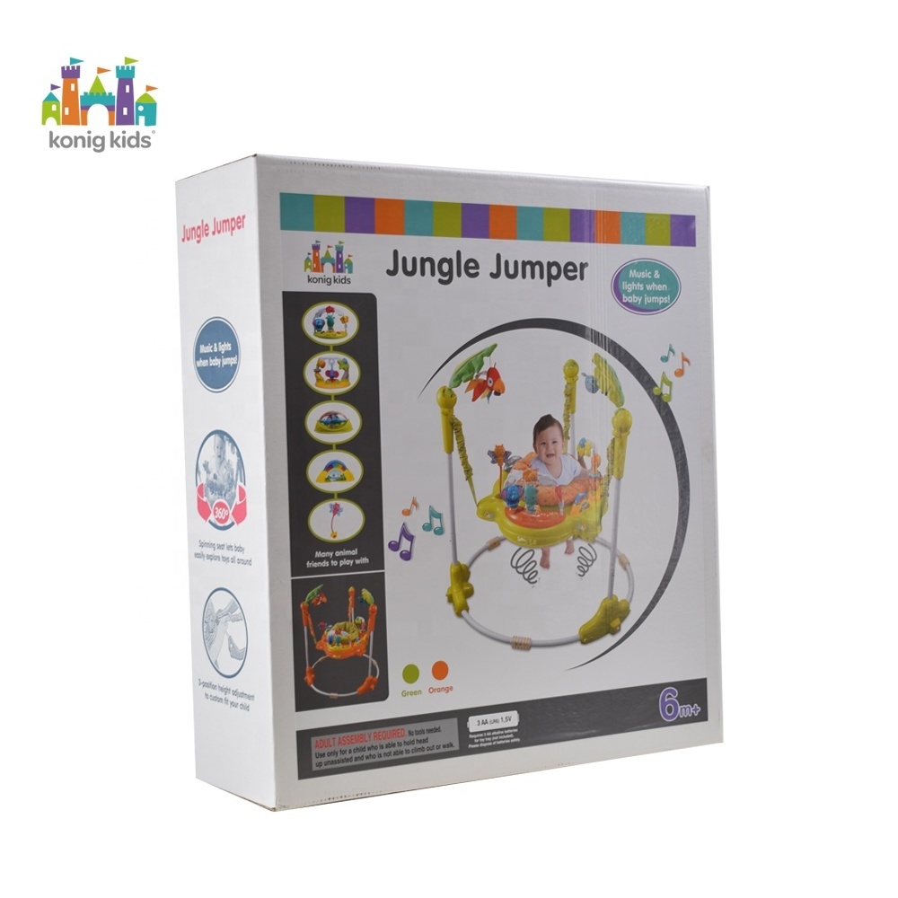 Konig Kids Jungle Baby Bouncer Toys Chair With Music Baby Jumper Activity Center Wheels Baby Toddler Walker