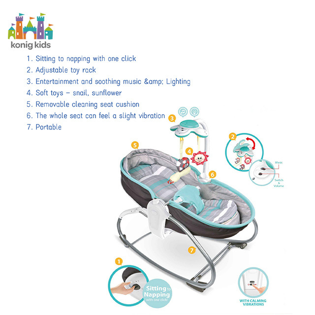 Konig Kids New Product Electric Baby Swing With Hanging Toys Infant Rocker Napper Chair Baby Swing Chair With Music And Lights