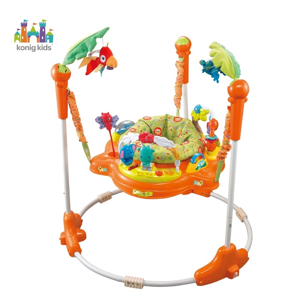 Konig Kids Jungle Baby Bouncer Toys Chair With Music Baby Jumper Activity Center Wheels Baby Toddler Walker