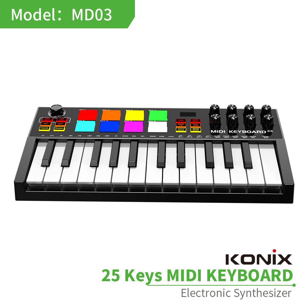 wholesale price Portable Mini piano 25-Key USB Keyboard and Drum Pad midi Controller keyboard