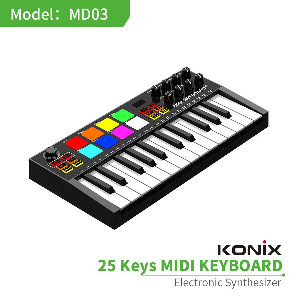 wholesale price Portable Mini piano 25-Key USB Keyboard and Drum Pad midi Controller keyboard