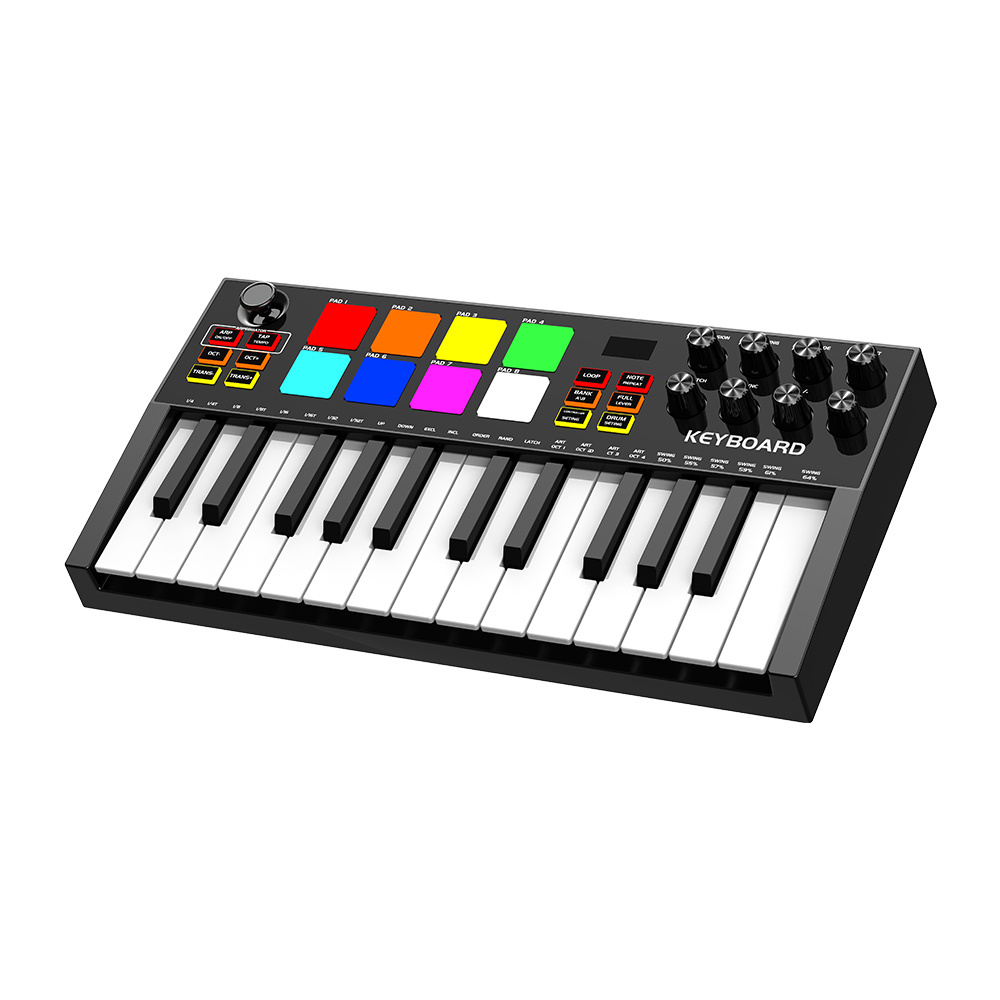 wholesale price Portable Mini piano 25-Key USB Keyboard and Drum Pad midi Controller keyboard