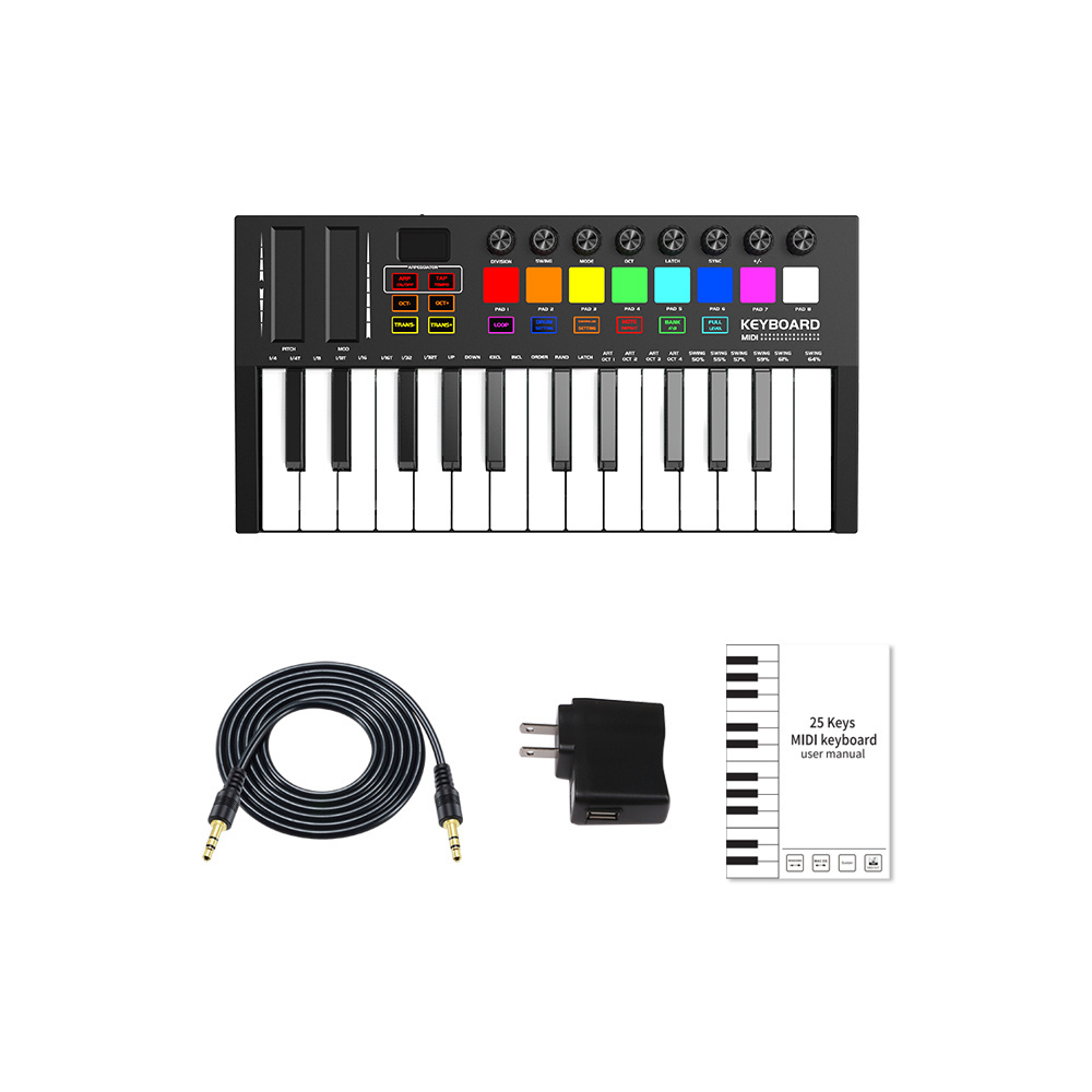 Wholesale Price Portable Mini Piano 25-Key USB Keyboard Drum Pad midi Controller Keyboard