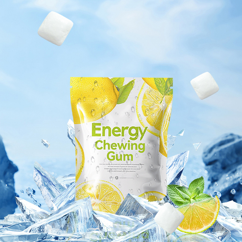 China Factory Wholesale Awaken Caffeine Chewing Gum, Fresh Mint Flavored Xylitol Energy Gum Sugar Free