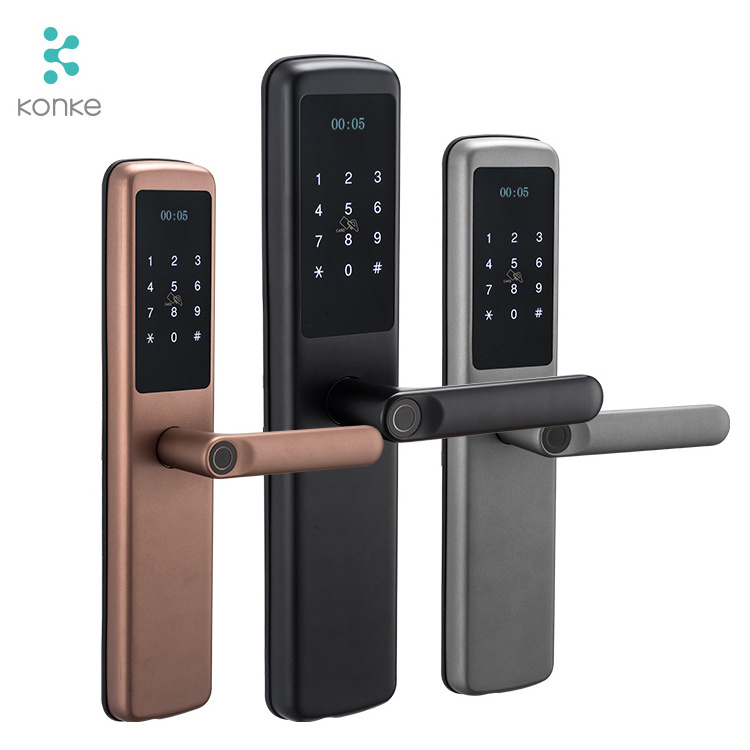 Zigbee 3.0 Keyless smart door lock KONKE app remote unlocking card reader fingerprint door lock