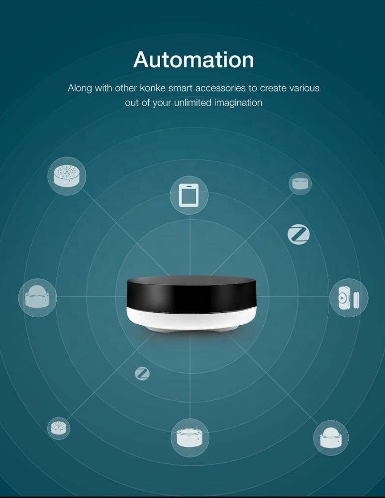 smart home system zigbee iot solution Konke wireless remote zigbee hub with motion sensor door and window sensor
