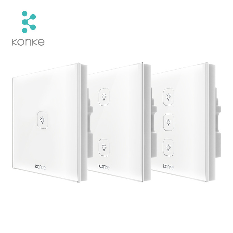 Konke iot solution provider light smart switch zigbee 3.0 glass smart light switch for smart home