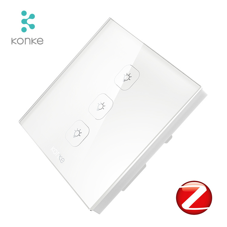 Konke iot solution provider light smart switch zigbee 3.0 glass smart light switch for smart home