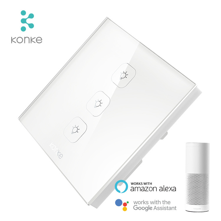 Konke iot solution provider light smart switch zigbee 3.0 glass smart light switch for smart home