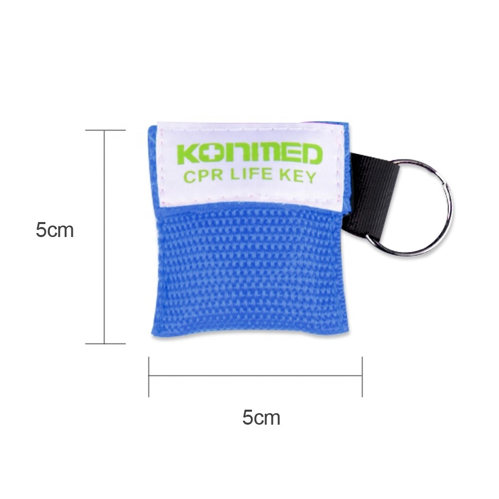 Woven pouch Disposable face mask with keychain first aid CPR shield pouch emergency facial medical kit CPR one way valve