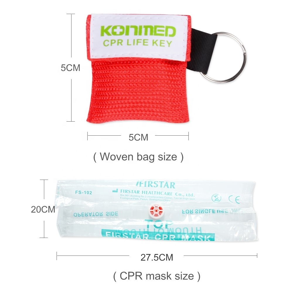 Woven pouch Disposable face mask with keychain first aid CPR shield pouch emergency facial medical kit CPR one way valve