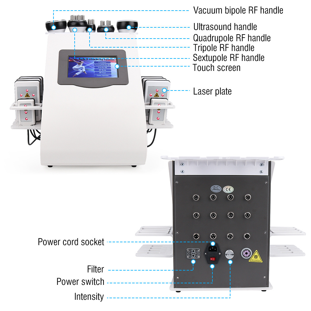 Portatil corporal lipolaser 40K cavitation 6 en 1 liposuction ultrasonic professional lipo laser slimming machine