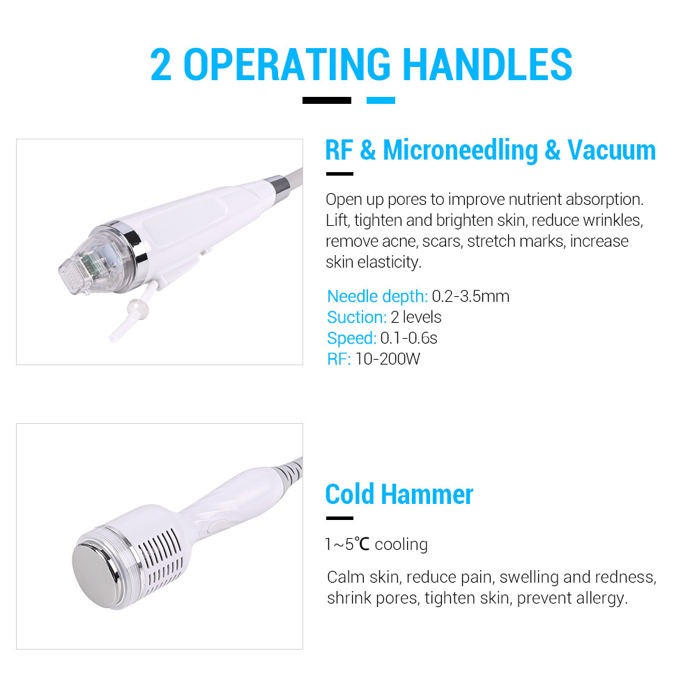 Portable 2 in 1 mor rf pheus 8 micro needle rf fractional machine rf microneedle machine with cold hammer