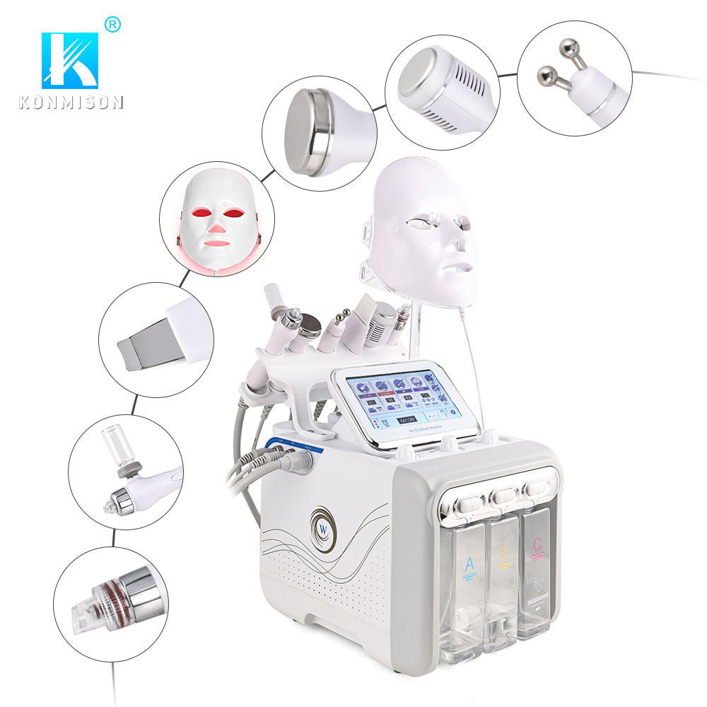 7 in 1 h2o2 oxygen facial machine hydra dermabrasion aqua jet peeling h2o2 machine with led mask