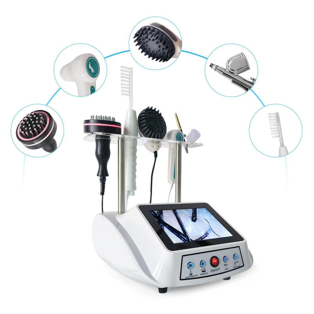 Portable 5 in 1 High Frequency Hair Regrowth Skin Scalp cleansing hair analysis scalp spa machine