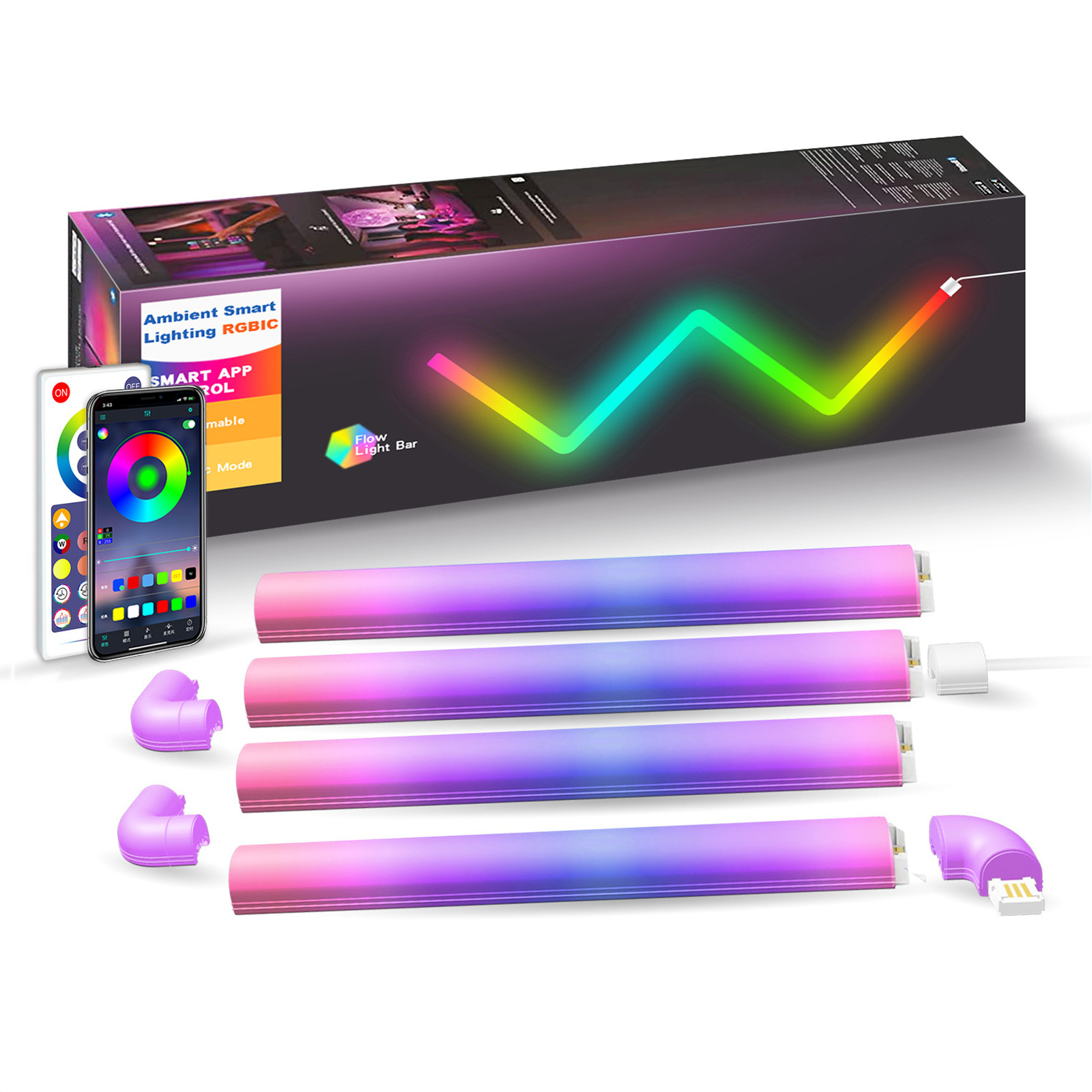 Colour Lamp Tuya WIFI Music Sync DIY Night Gaming Lights Wall Room Decoration Glide Led Wall Light RGB Smart Led Tube Light Bar