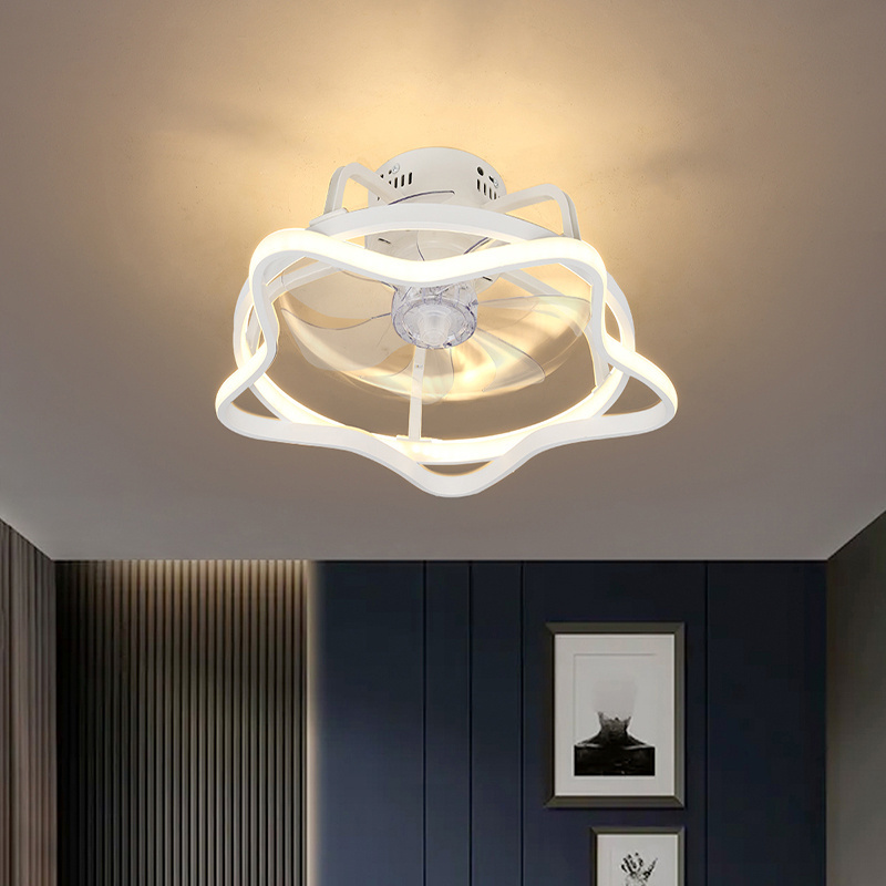 modern silent design classic white luxury flush mount ceiling fans with led light dc motor dimmable remote control