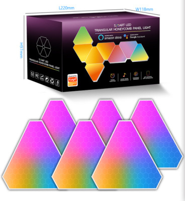 WIFI Smart LED Panel Triangle Wall Light Night Light RGB Ambient Indoor 50 Hexagonal Modern 80 Led Wall Lights by Cell and Music