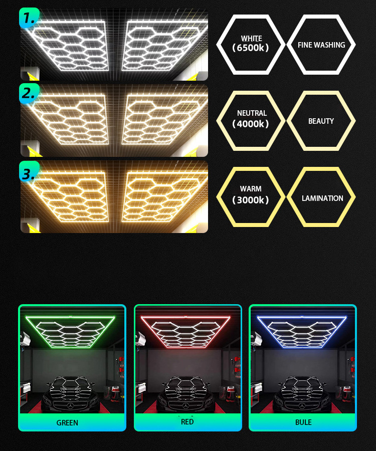 Feet Honeycomb Auto Car Detailing Work Light Garage Cellular Light and Systems Hex Hexagon LED Light