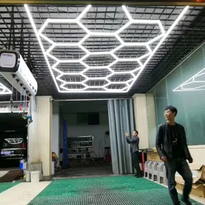 Factory Sell Commercial Systems Hexagon Led Light for Workshop Honeycomb Led Lights for Garage Work Light for Car Detailing Shop