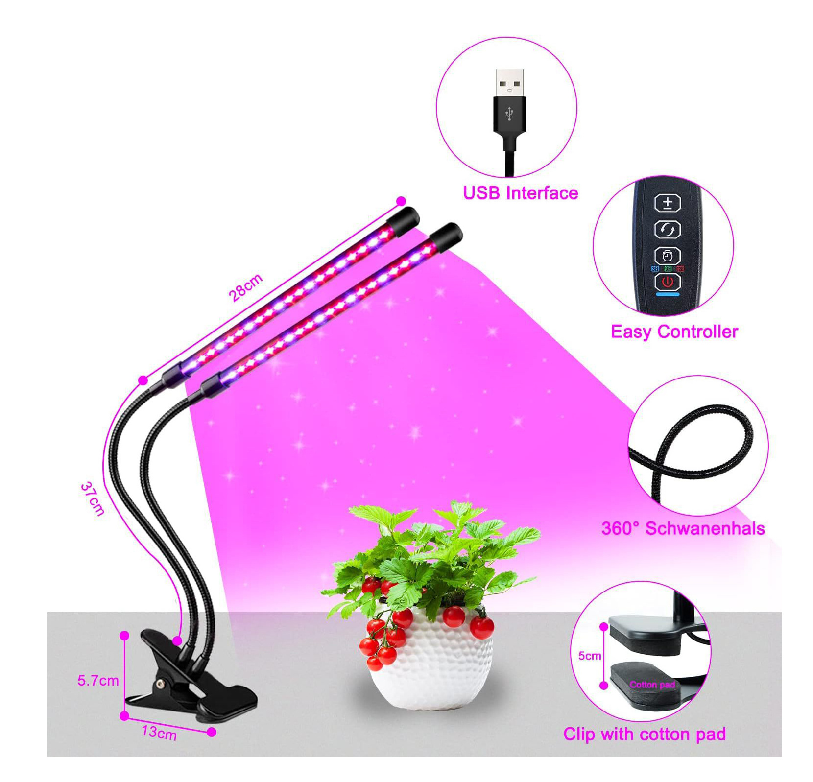 Euro Fresh Professional Lighting 4 Head LED Grow Light Full Spectrum Phytolamp Indoor Growth Lamp For Plants