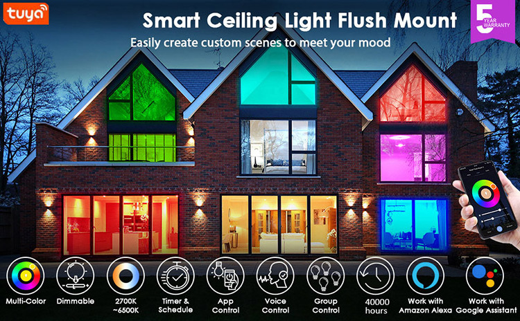 Smart Dimmable Rgb Intelligent Crystal Ceiling Light Playable Music Led Lamp For Home Adjustable Ceiling Lamps