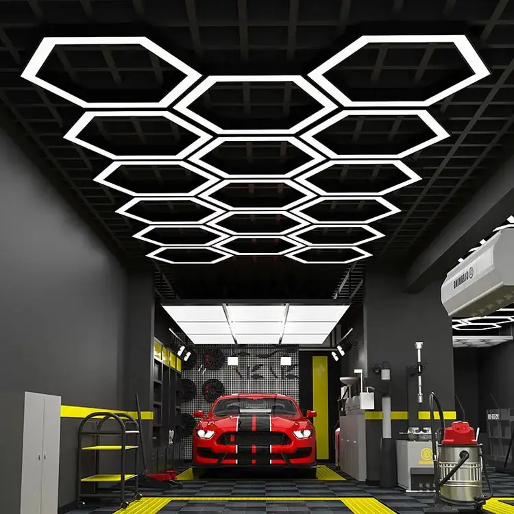 Ceiling Detail Honeycomb LED Light for Commercial Auto Show LED Garage Work Light E-top Factory Direct Sale Hexagonal 14 AC