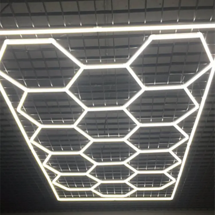 high quality safety 3-pin hexagon led light hexagon ceiling led light for work shop garage led light