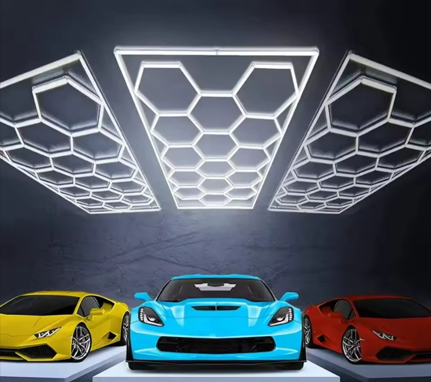 high quality safety 3-pin hexagon led light hexagon ceiling led light for work shop garage led light