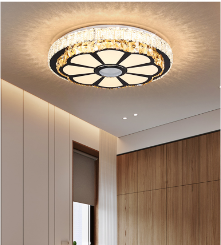 Smart Dimmable Rgb Intelligent Crystal Ceiling Light Playable Music Led Lamp For Home Adjustable Ceiling Lamps