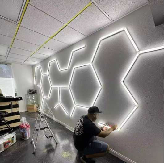 Workshops Led Hexagon Lights Hex Lights For Garage Ceiling Honeycomb Auto Detailing Lamp Hexagonal Led Light