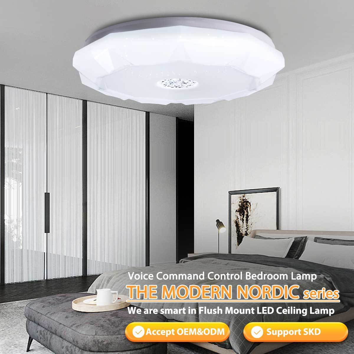 High Quality Round Ceiling Lamp Remote Control Black White Smart Home Indoor Living Room Decoration 50W Led Fancy Ceiling Light