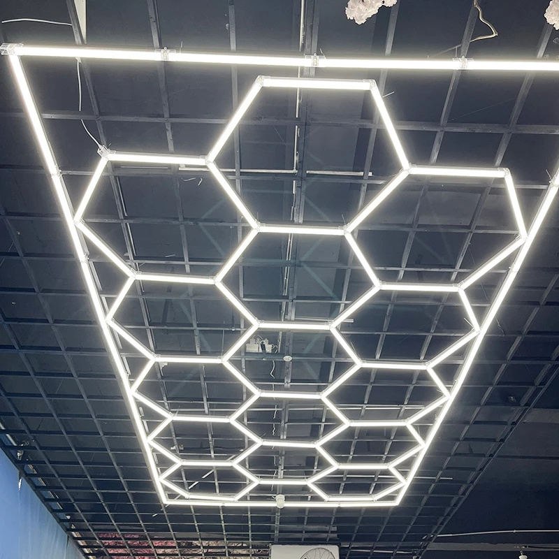 Ceiling Detail Honeycomb LED Light for Commercial Auto Show LED Garage Work Light E-top Factory Direct Sale Hexagonal 14 AC