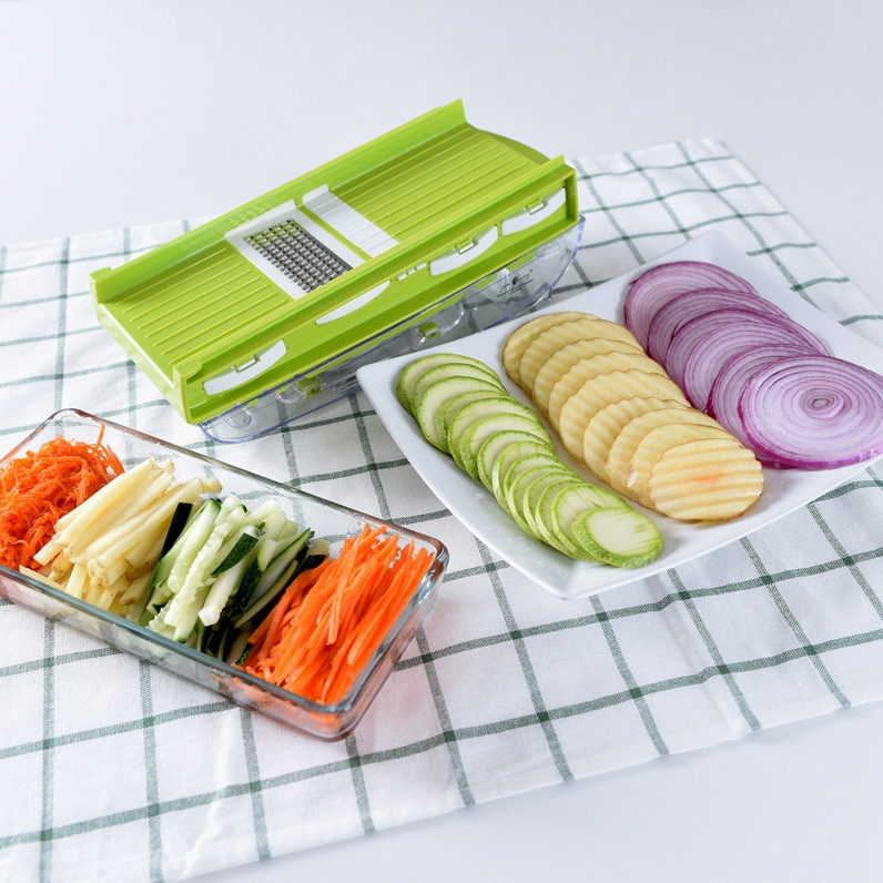 Manual Adjustable 5 In 1 Vegetable Cutter Mandoline Slicer Grater With Container